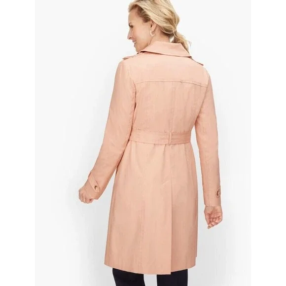 Talbots Polished Trench Coat Tie Belt Pink Women's Plus Size 3X - Picture 7 of 12